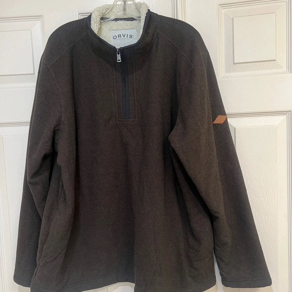 Orvis Men’s‎ Quarter Zip Sherpa Lined Pullover Sweater XXL